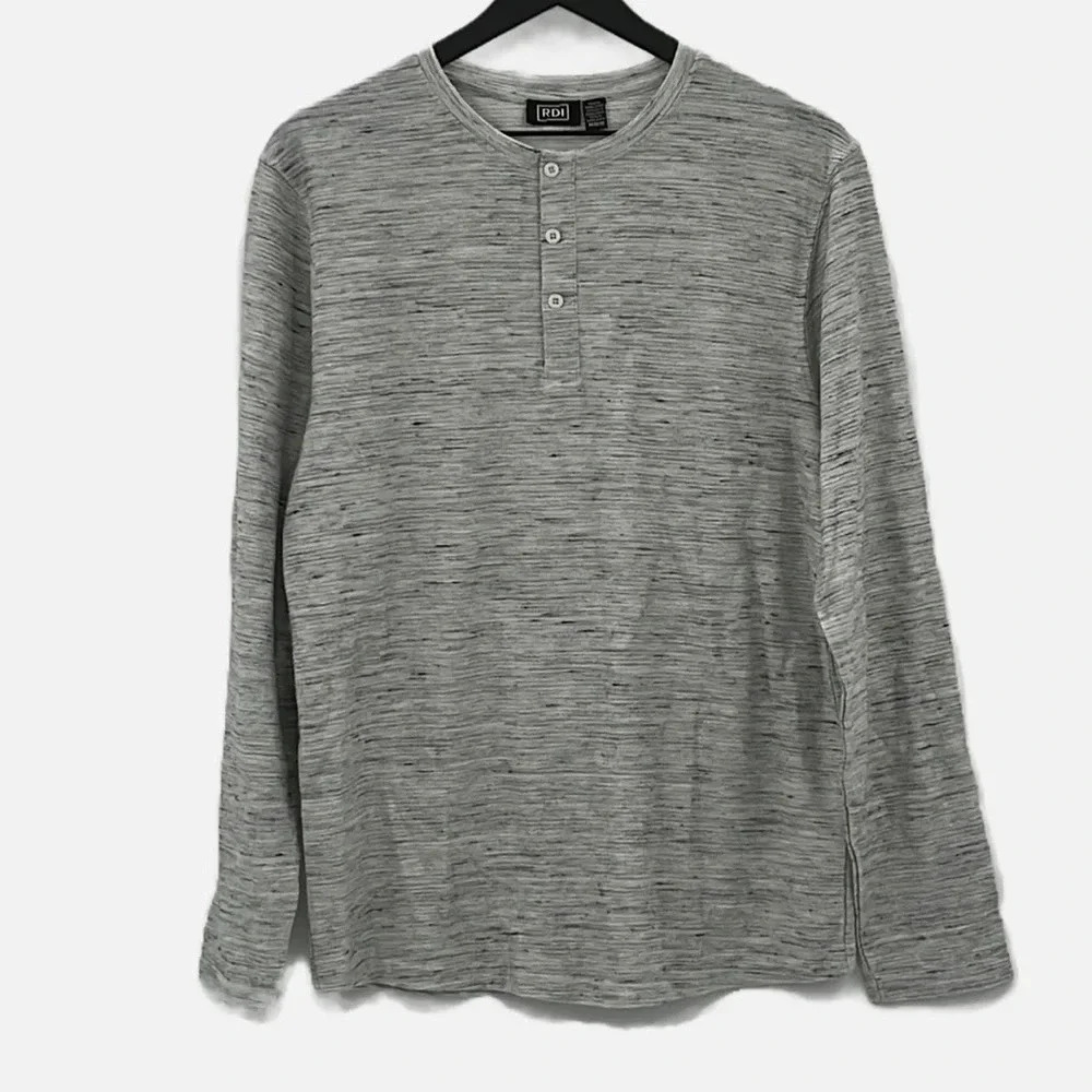 RDI 3 Button Space Dye Long Sleeve Henley Shirt - NWOT - Size Medium